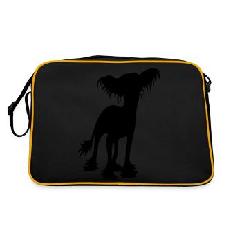 Chinese Crested - Retro Tasche - Schwarz/Gold - Hinten