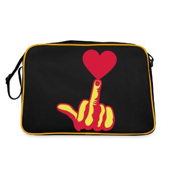 fuck love coeur heart aime amour doigt - Sac Retro - noir/or - Dos