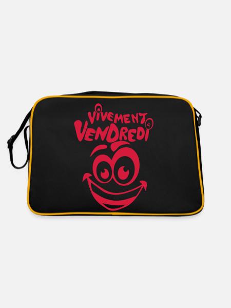 vivement vendredi smiley sourire - Sac Retro - noir/or - Dos