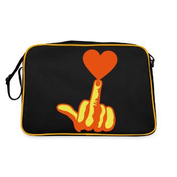 fuck love coeur heart aime amour doigt - Sac Retro - noir/or - Dos