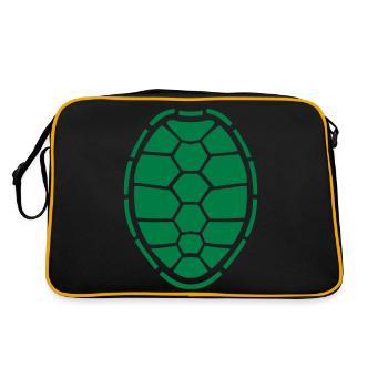 turtle shell design logo comic cartoon turtle armo - Retro Bag - black/gold - Back