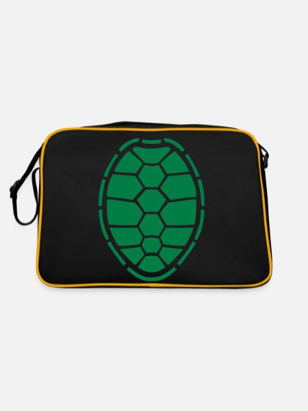 turtle shell design logo comic cartoon turtle armo - Retro Bag - black/gold - Back