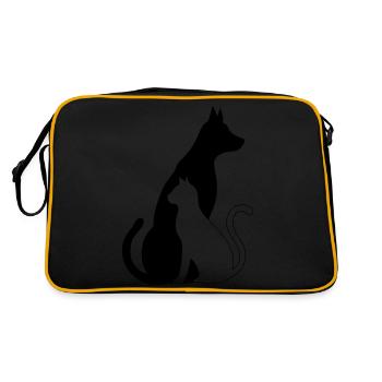 Dog cat silhouette - Retro Bag - black/gold - Back