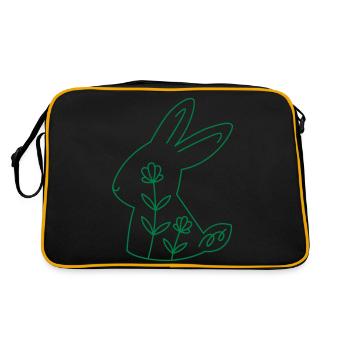 Süßes Blumenkaninchen mit Blumen - Retro Tasche - Schwarz/Gold - Hinten