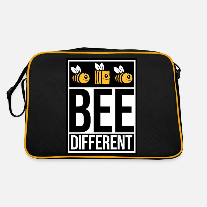 bee different Spruch Zitat - Retro Tasche - Schwarz/Gold