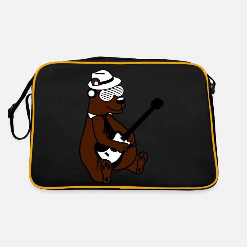 Ours assis Brown Bear joue de la guitare guitariste Sac Retro