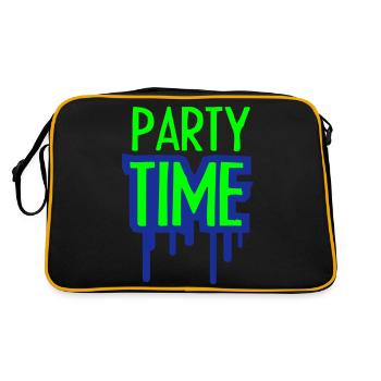 Party Time Crew Logo Feiern Team Freunde Mitglied - Retro Tasche - Schwarz/Gold - Hinten