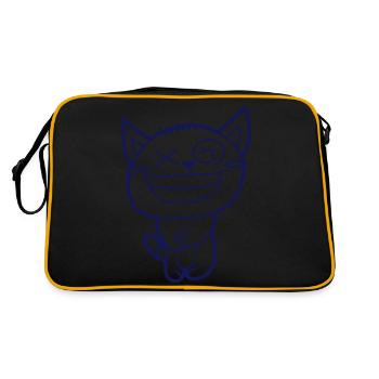 Insane Cat Squints Funny Crazy Grimace - Retro Bag - black/gold - Back