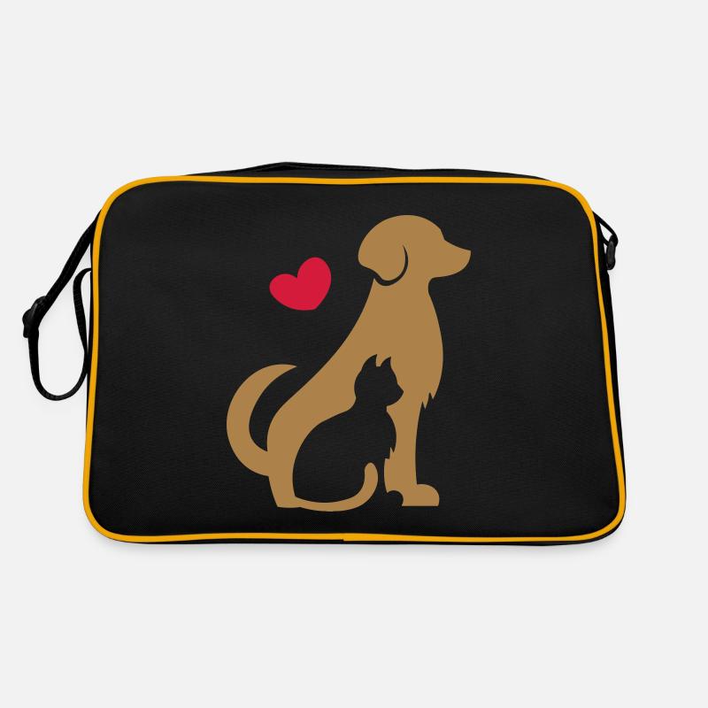 Chien et chat - amis animaux - Chien et chat Sac Retro