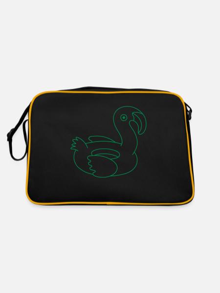 Pool Kreis Flamingo - Retro Tasche - Schwarz/Gold - Hinten