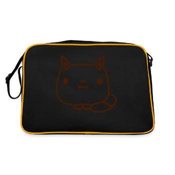 Cute Cat Looks Happy Smiling Kitten Fun - Retro Bag - black/gold - Back