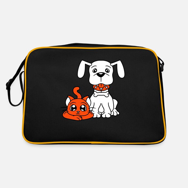 Chien Chat Deux Amis Équipe Chaton 2 Duo Équipage Sac Retro