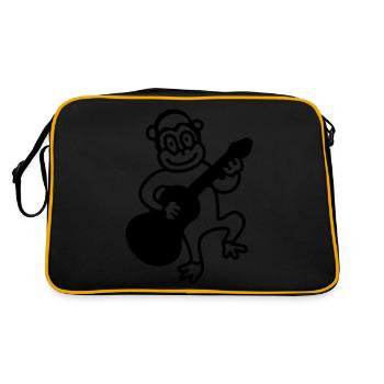 Monkey plays guitar - Line - Retro Bag - black/gold - Back