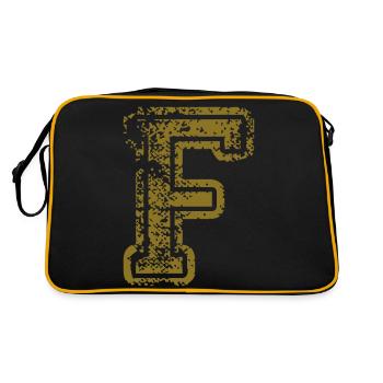 F - Buchstabe - Retro Tasche - Schwarz/Gold - Hinten