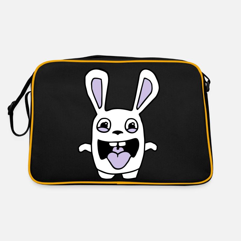 drawing cute rabbit stupid comic style cartoon fun Retro Bag