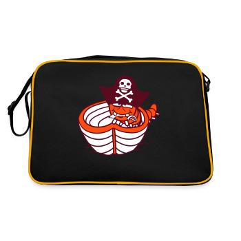 ver chenille pirate mignon pagayer boucanier bateau à rames - Sac Retro - noir/or - Dos