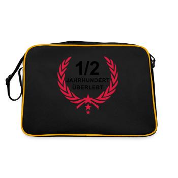 Siegerkranz - 1/2 Jahrhundert (50 Jahre) überlebt - Retro Tasche - Schwarz/Gold - Hinten