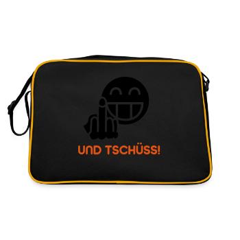 Und tschüss! - Retro Tasche - Schwarz/Gold - Hinten