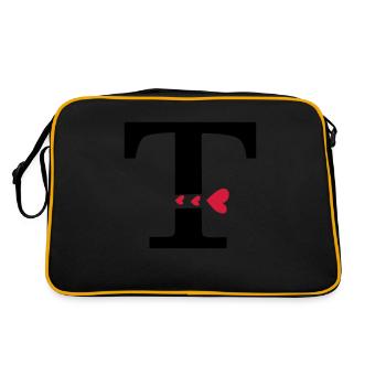 Großbuchstabe T mit Herzen - Retro Tasche - Schwarz/Gold - Hinten