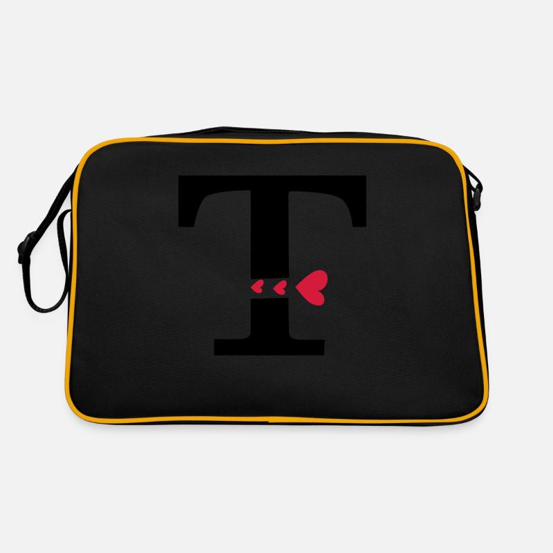 Capital lettre T avec des coeurs Sac Retro