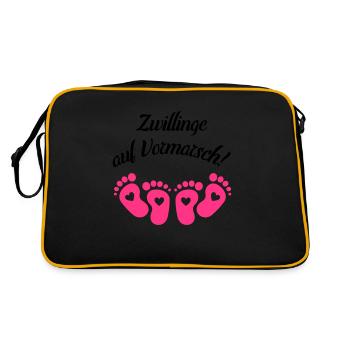 zwillinge auf vormarsch - Retro Tasche - Schwarz/Gold - Hinten