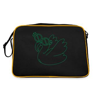 Flamingo mit kühler Brille - Retro Tasche - Schwarz/Gold - Hinten