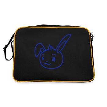 Hase Kaninchen guckt niedlich seitlich zur Seite - Retro Tasche - Schwarz/Gold - Hinten