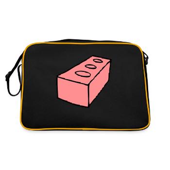 brick, brick, building, house, wall, stone, bricks - Retro Bag - black/gold - Back