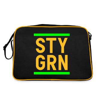 Sty grn (Linien) - Retro Tasche - Schwarz/Gold - Hinten