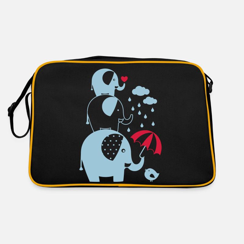Elefanten - Retro Tasche - Schwarz/Gold