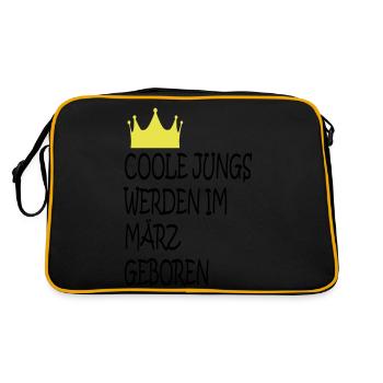 Coole Jungs im März geboren - Retro Tasche - Schwarz/Gold - Hinten