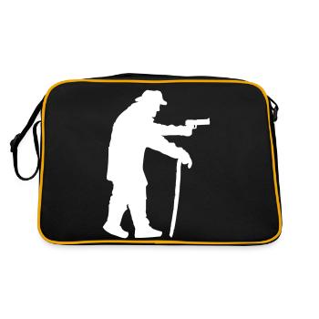 Gangster Pensioner Grandpa Old Man Walking Stick Gun - Retro Bag - black/gold - Back