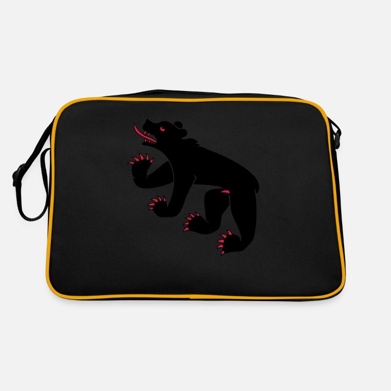 Zeichnung einer Bär ensymbolflagge Bern Schweiz - Retro Tasche - Schwarz/Gold