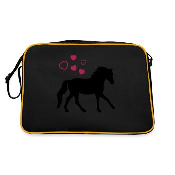 Horse with Hearts - Retro Tasche - Schwarz/Gold - Hinten