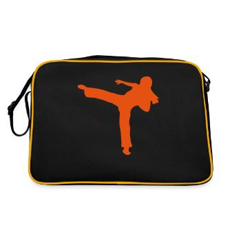capoeira figur silhouette - Retro Tasche - Schwarz/Gold - Hinten