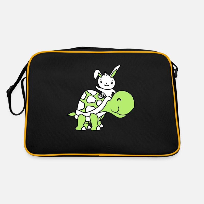 Bunny Big Giant Turtle Riding Waving Cute Retro Bag