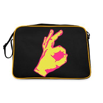 impeccable valid symbol finger hand sign - Retro Bag - black/gold - Back