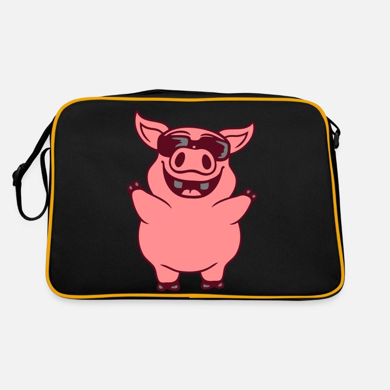Sunglasses cool pig comic Retro Bag