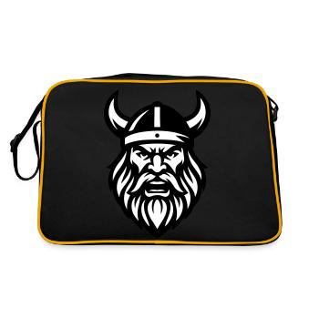 Wikinger Kopf - Retro Tasche - Schwarz/Gold - Hinten
