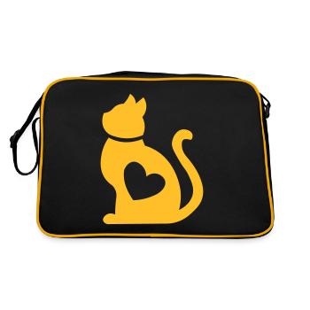 Chat avec un coeur <3 cadeau pour les amoureux des chats - Sac Retro - noir/or - Dos