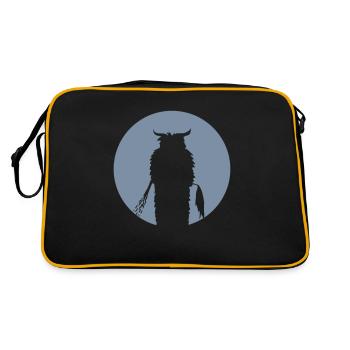 Mond mit Krampus Silhouette - Retro Tasche - Schwarz/Gold - Hinten
