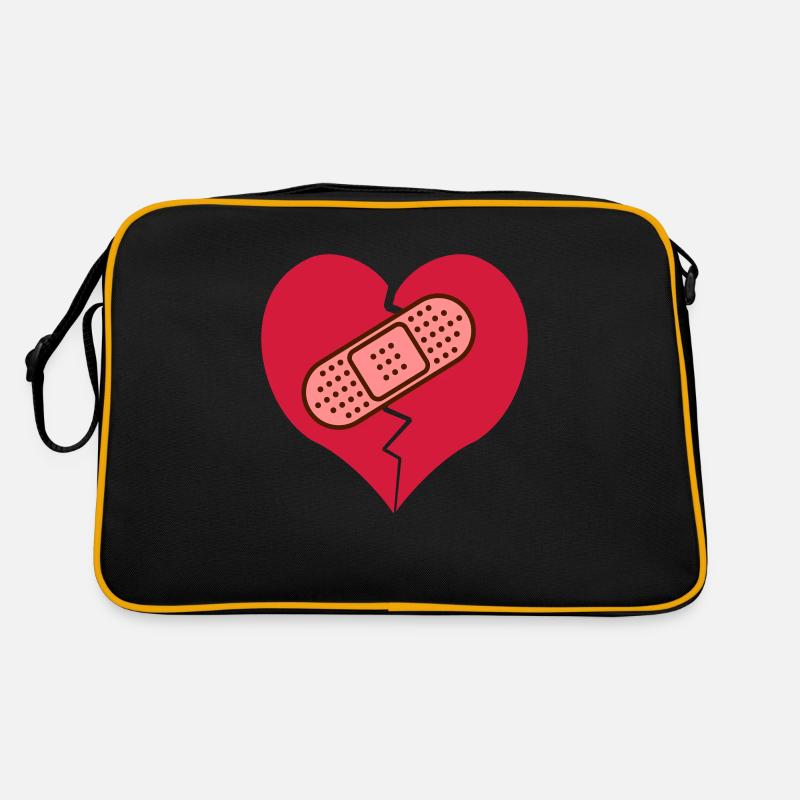 gebrochenes Herz mit Pflaster Retro Tasche