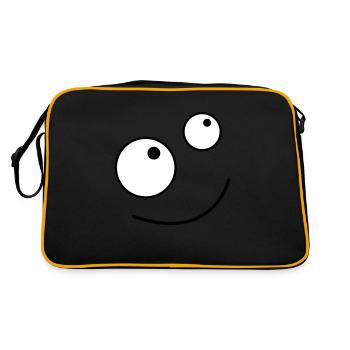 goofy cartoon face looking up smiling - Retro Bag - black/gold - Back