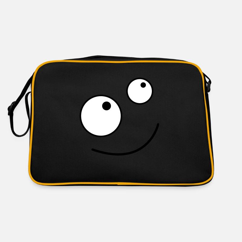goofy Cartoon-Gesicht blickte lächelnd - Retro Tasche - Schwarz/Gold