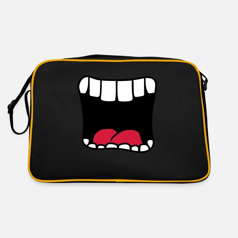 bouche hurlant grosse bouche bruellen dessin animé comique - Sac Retro - noir/or