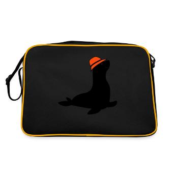 seehund anglerhut - Retro Tasche - Schwarz/Gold - Hinten
