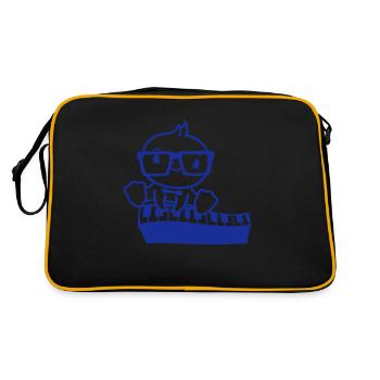 Cute Nerd Glasses Chick Bird Sitting On Keyboard - Retro Bag - black/gold - Back