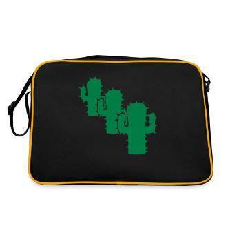 Drei Kakteen 3 Kaktus Wüste Cool Grüne Silhouette - Retro Tasche - Schwarz/Gold - Hinten