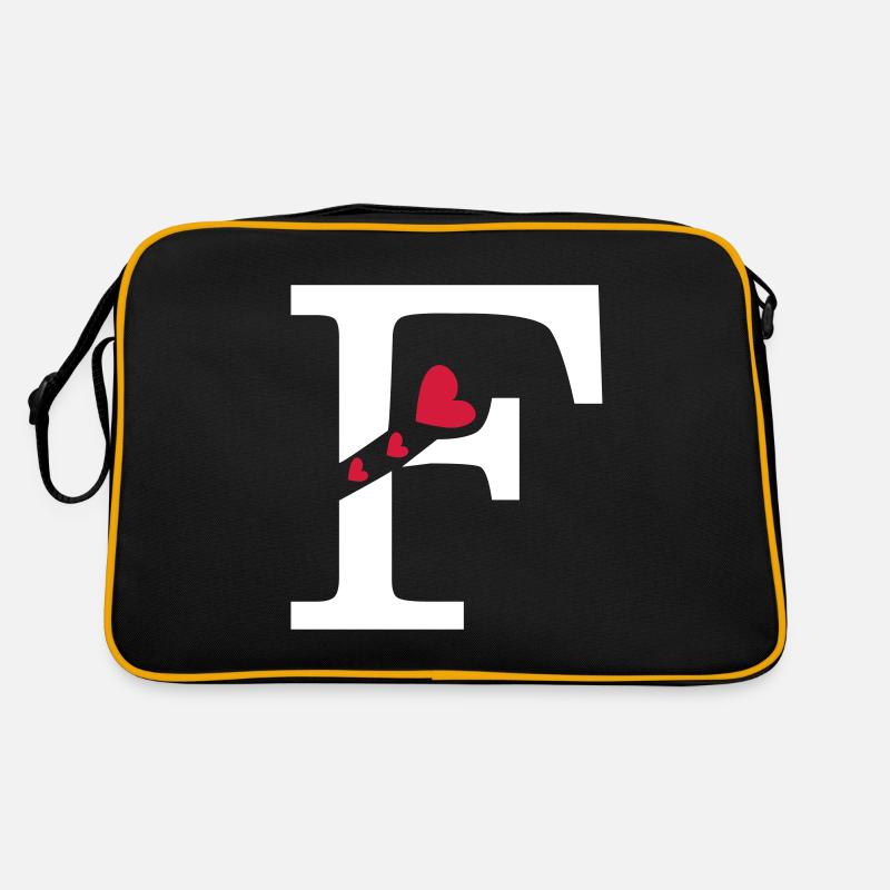 Großbuchstabe F mit Herzen Retro Tasche