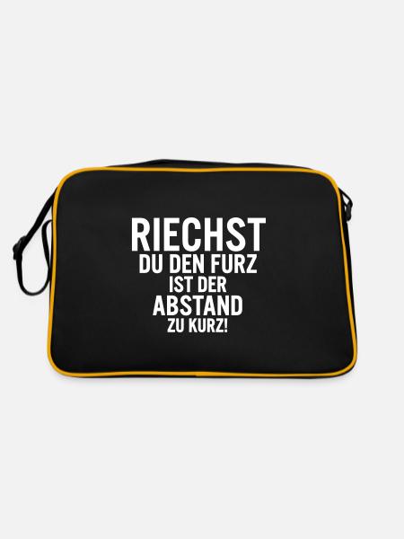 Riechst du den furz ist der Abstand zu kurz! - Retro Tasche - Schwarz/Gold - Hinten